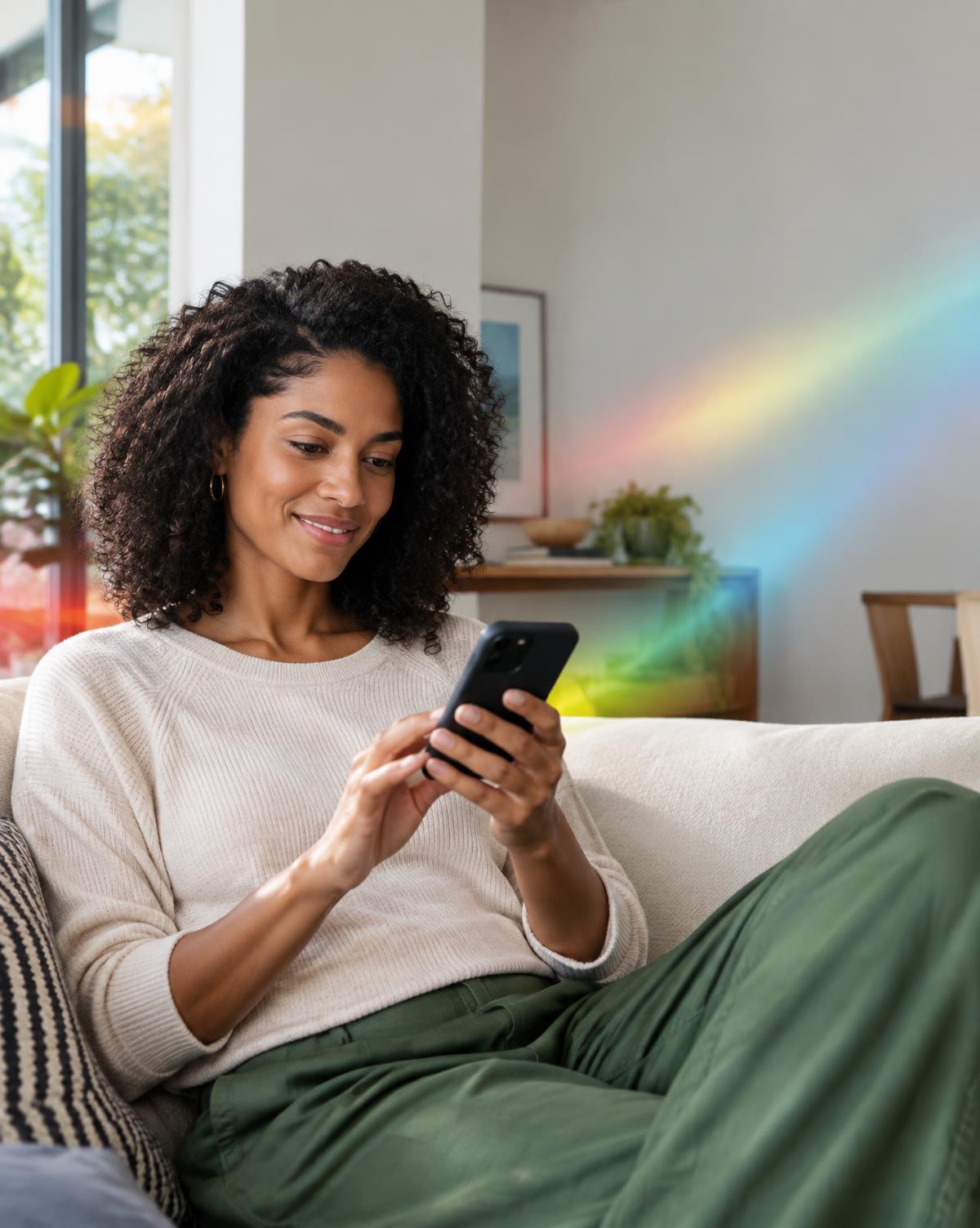 Pessoa consultando informações financeiras pelo celular